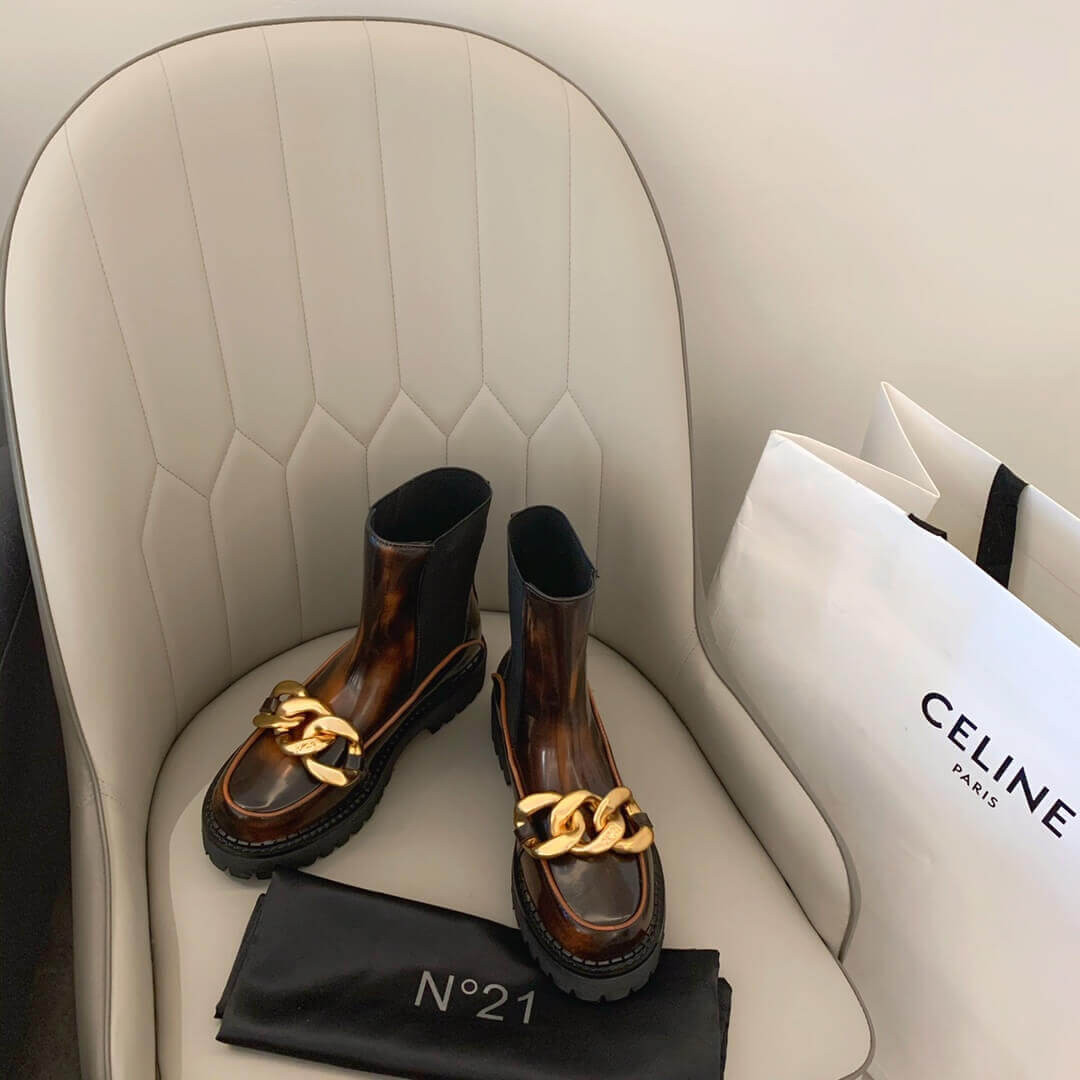 N°21 Chunky Chain-Embellished Ankle Boots