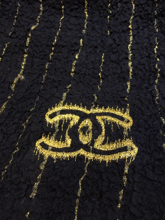 Chanel Cashmere Wool Sequins CC Stole C0924