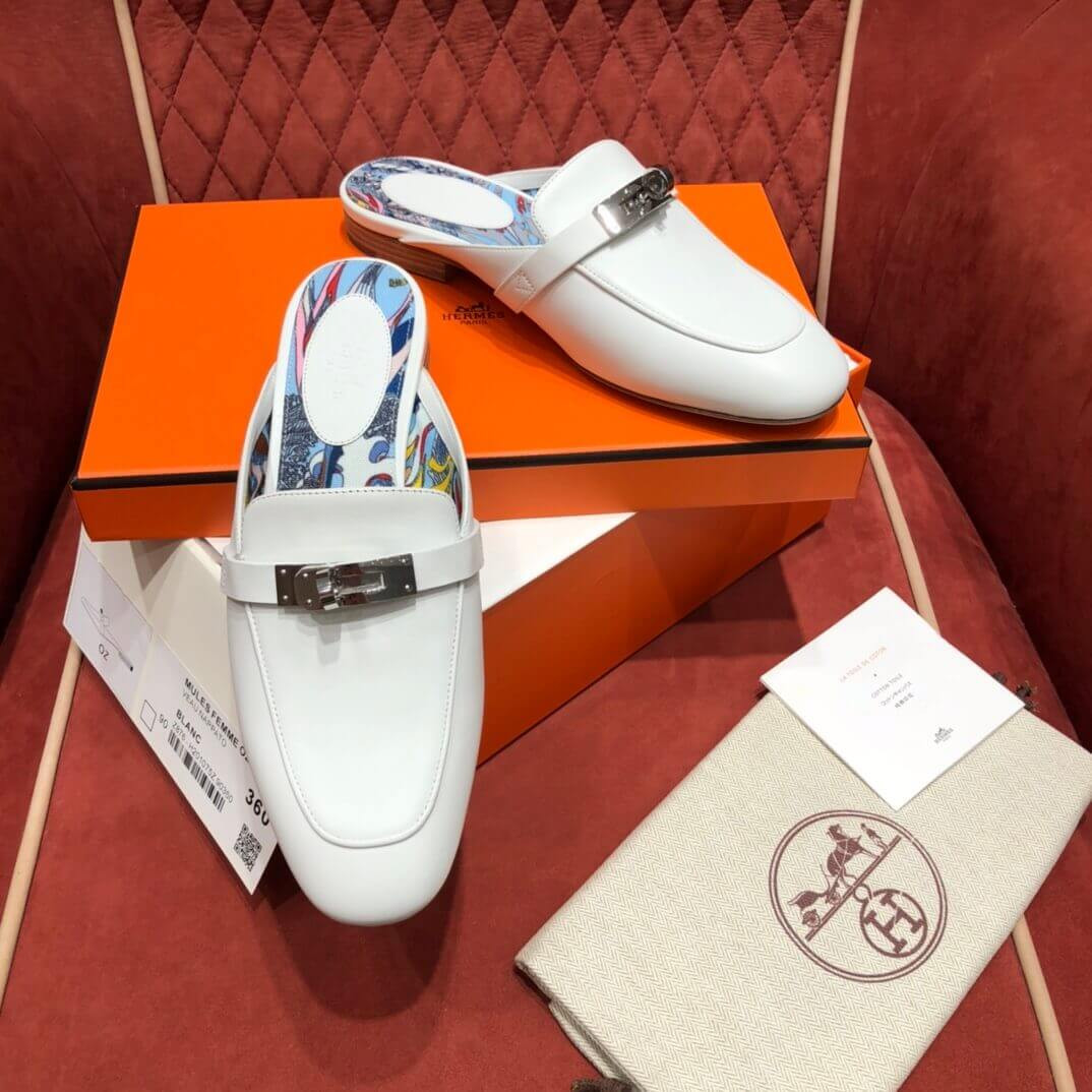 Hermes Oz Mule Palladium Kelly Buckle H191086