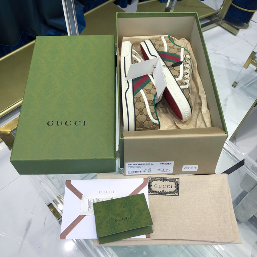 Gucci Tennis 1977 Beige GG Canvas Sneaker 606111
