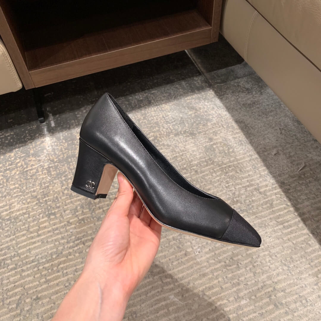 Chanel Two Tone Suede Satin Cap Toe Pumps G35802