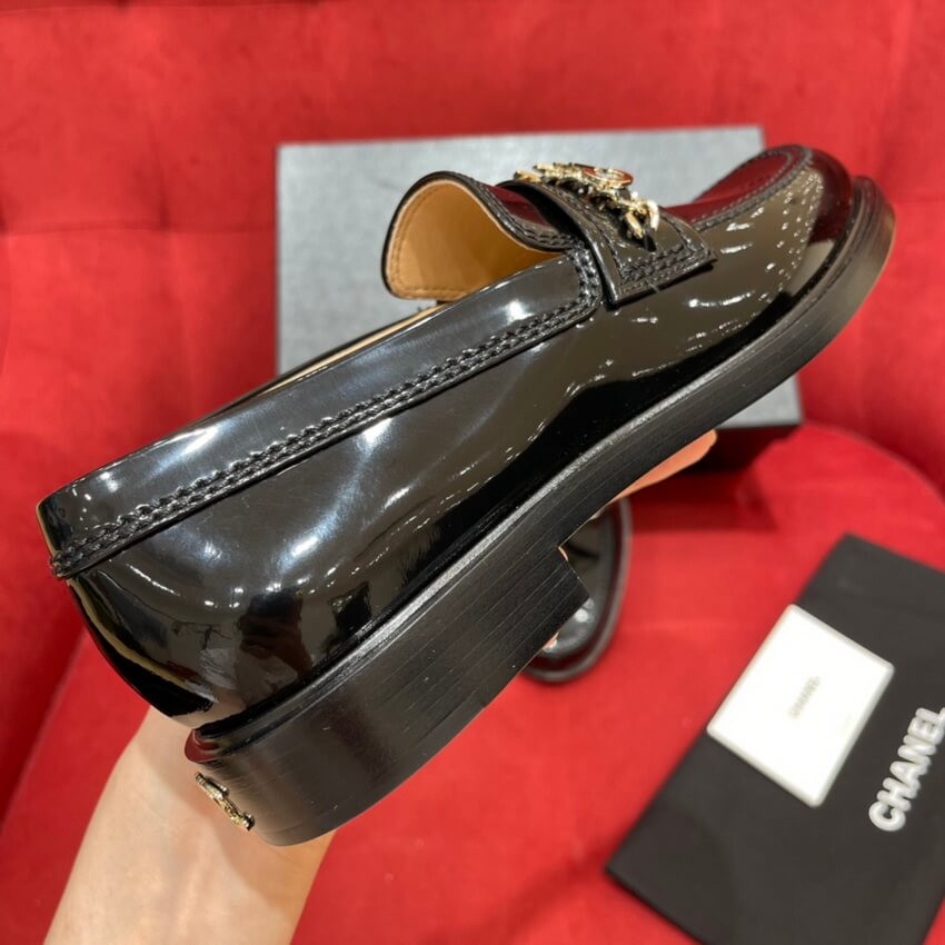 Chanel Patent Calfskin Loafers Black