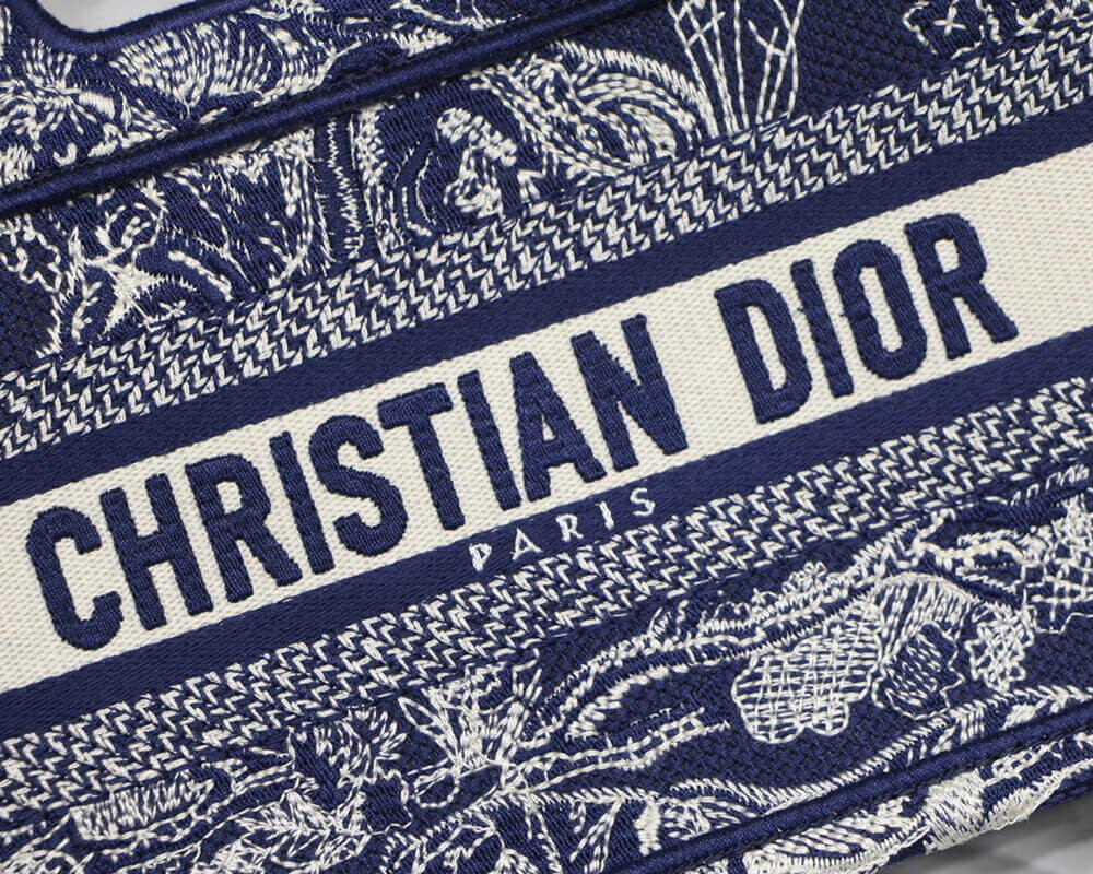 Dior Mini Book Tote Blue Toile de Jouy Reverse Embroidery M1271
