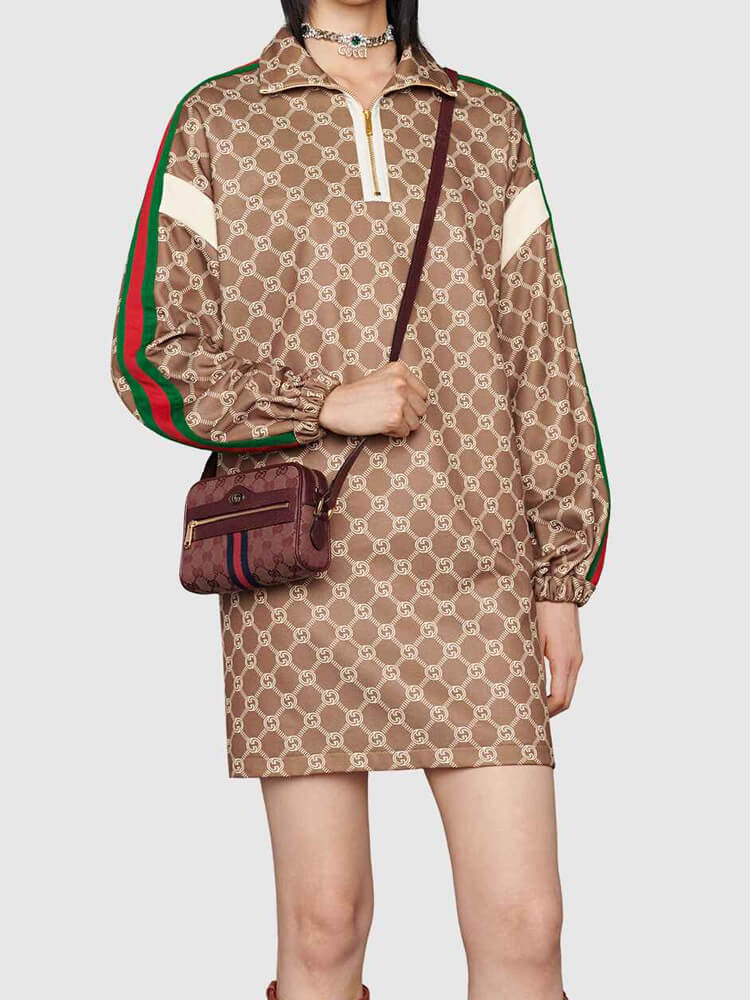 Gucci Ophidia Mini Bag With Web 517350 Burgundy