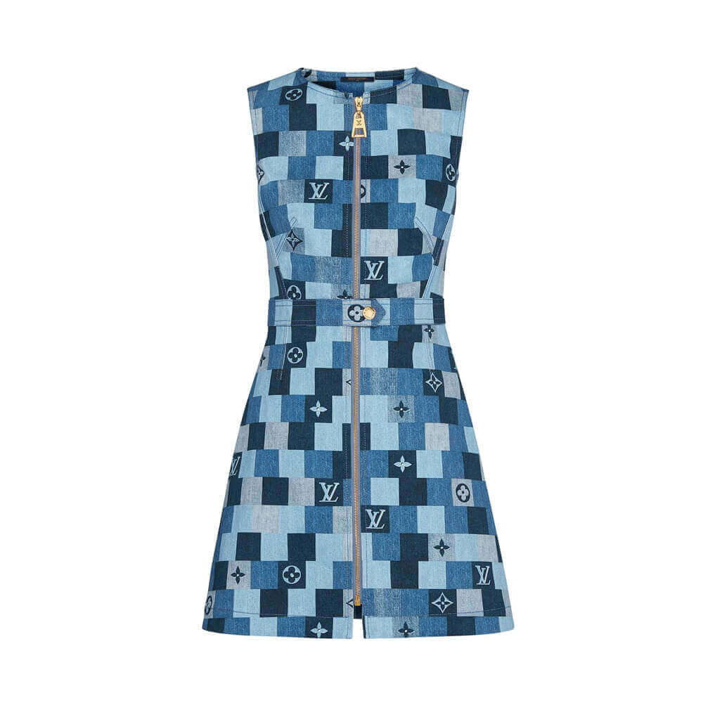 Louis Vuitton Denim Monogram Check Dress 1A62F0