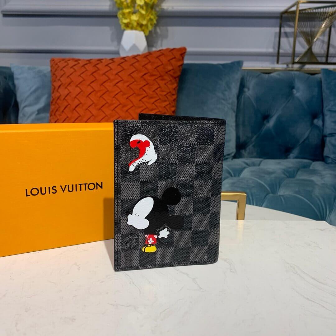Louis Vuitton Damier Graphite Mickey Print Passport Cover N64411