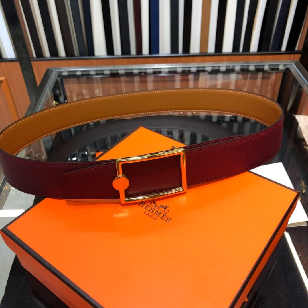 Hermes Oscar Buckle & Reversible Leather Belt 38mm H074561