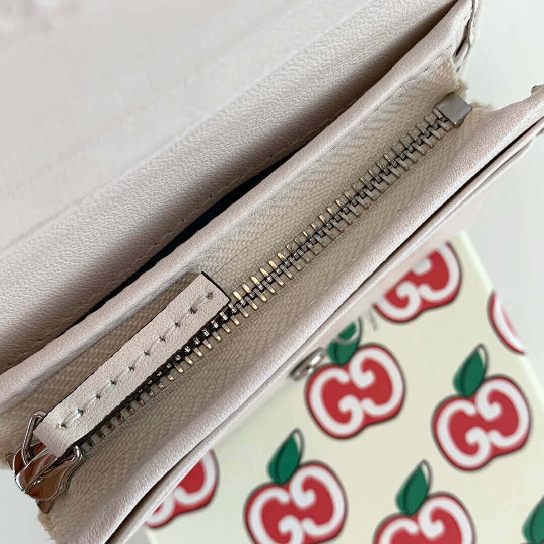 Gucci GG Apple Print GG Marmont Card Case Wallet 466492