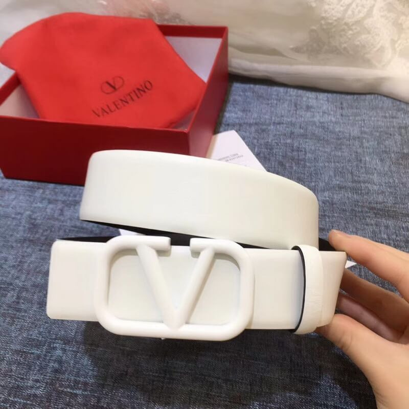 Valentino Reversible Vlogo Belt In Glossy Calfskin 40 mm