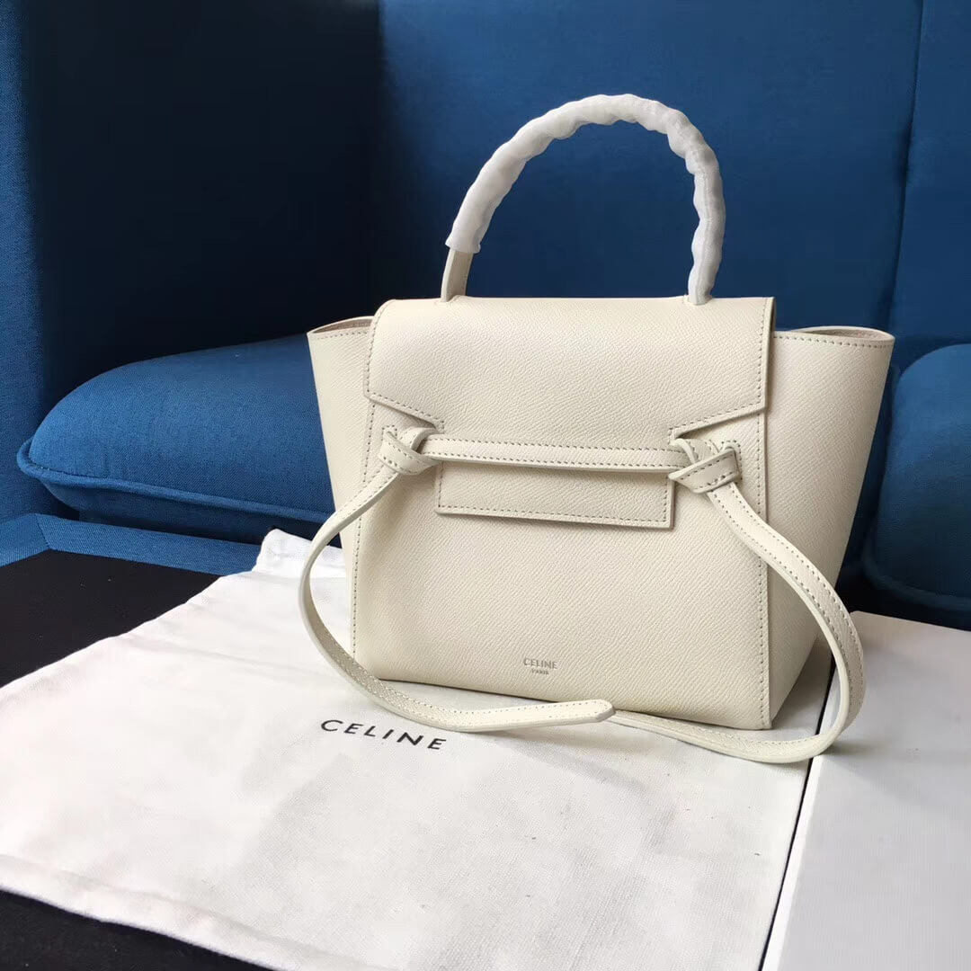 Celine Micro Belt Bag In Grained Calfskin 189153 White