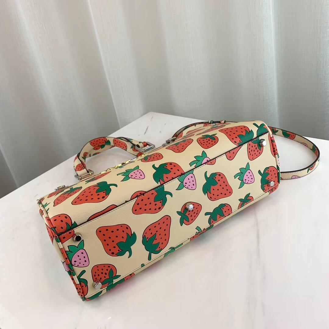 Gucci Zumi Strawberry Print Medium Top Handle Bag 564714