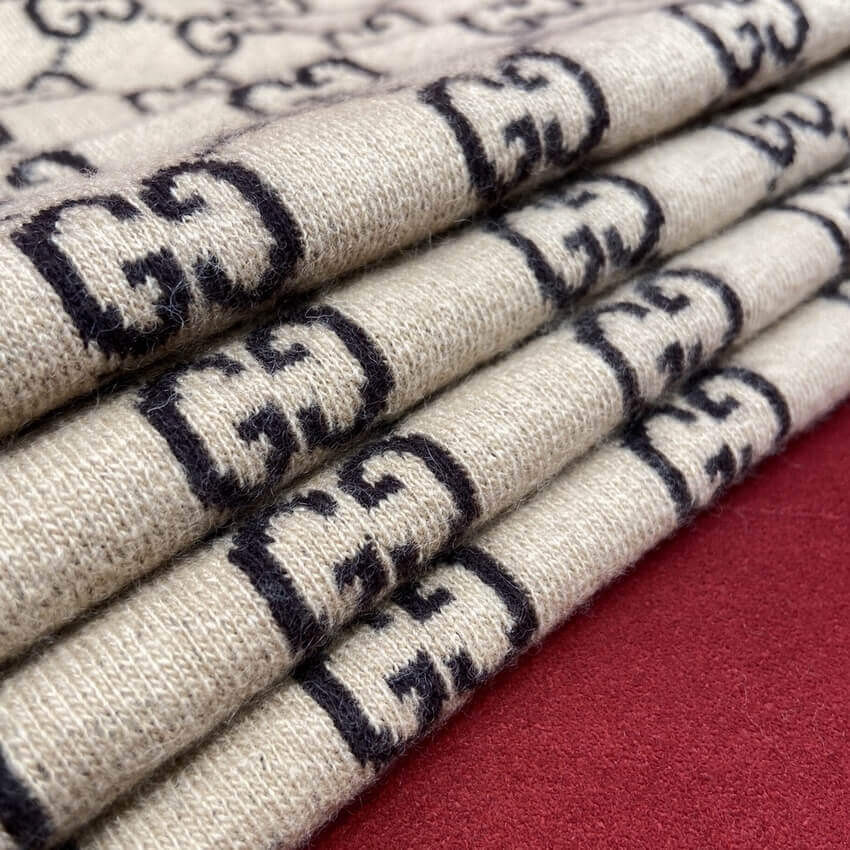 Gucci GG Jacquard Wool Silk Scarf 495592b