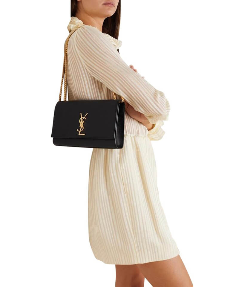 YSL Saint Laurent Kate Medium With Tassel In Grain De Poudre Leather 354119 Black