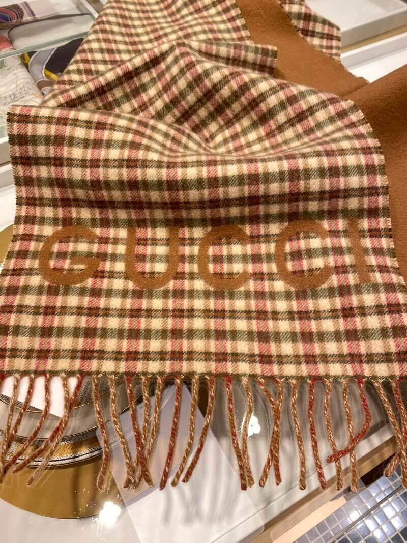 Gucci Check Jacquard Scarf With Gucci 644311