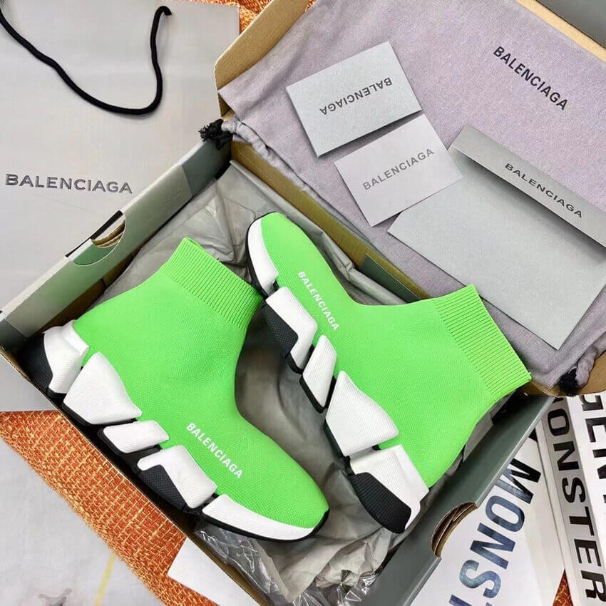 Balenciaga Speed 2.0 Knit Sock Sneakers 617239 Green