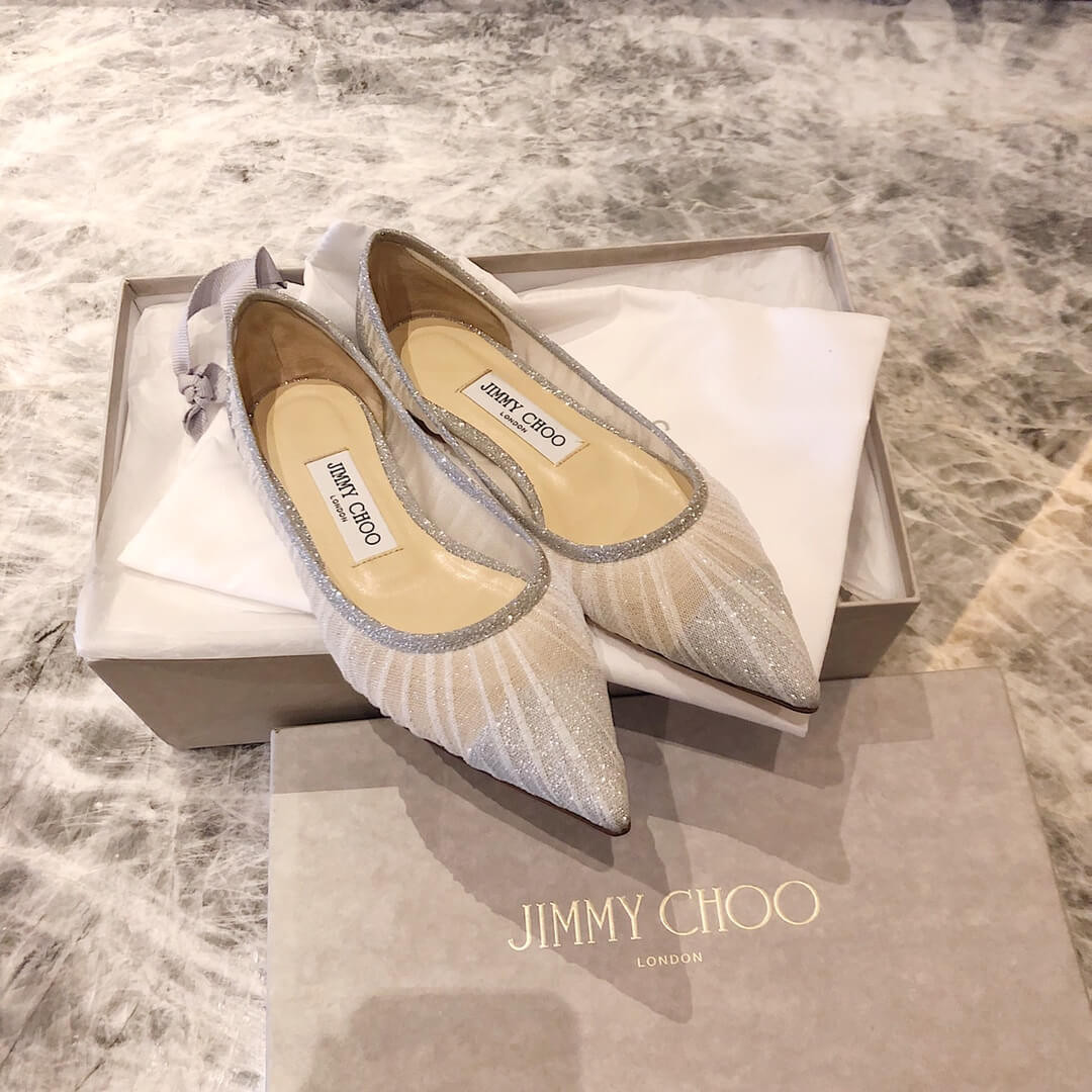 Jimmy Choo Flats Glitter Tulle Stiletto Pumps 513800