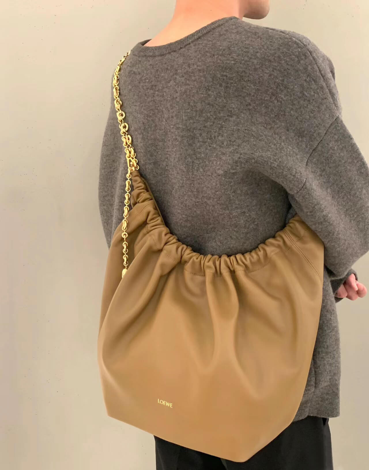 Loewe Small Squeeze bag in Oak Nappa Lambskin 66021