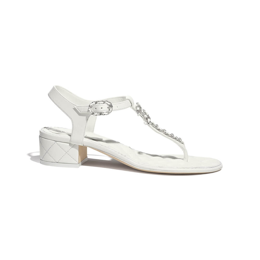 Chanel Lambskin CC Chain Thong Sandals G31463