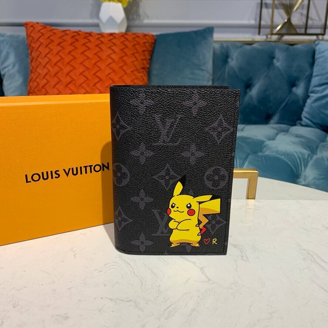 Louis Vuitton Monogram Eclipse Pikachu Print Passport Cover M64501