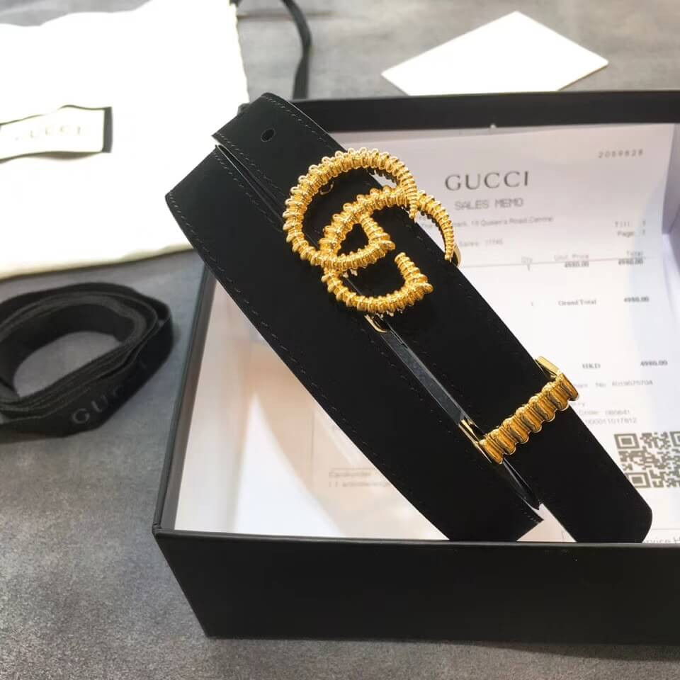 Gucci Suede Belt With Torchon Double G Buckle 602071