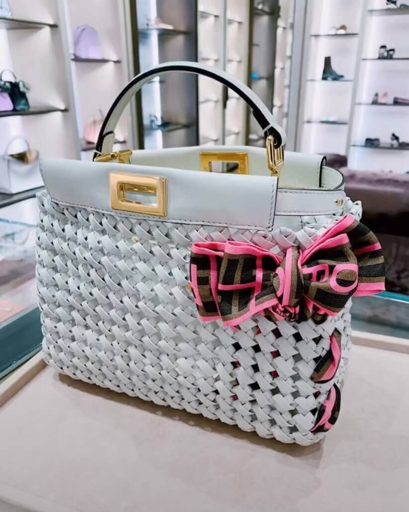 Fendi Peekaboo Iconic Mini Leather Interlace Bag 8BN244