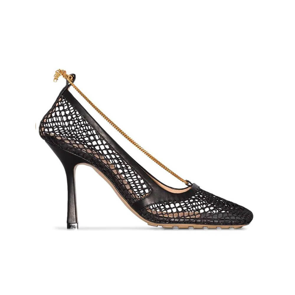 Bottega Veneta Chain-Embelished Mesh Pumps 578321