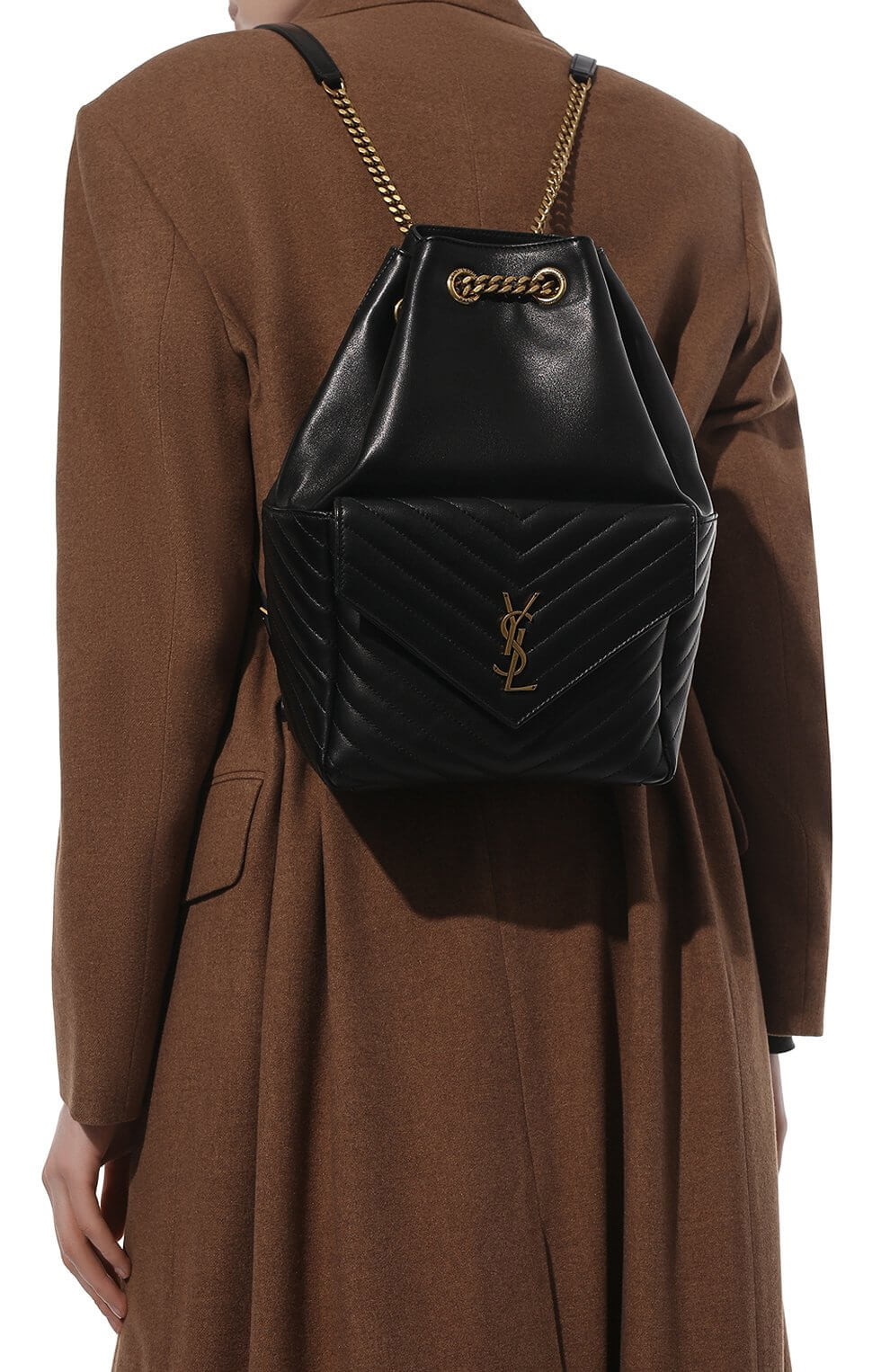 YSL Saint Laurent Joe Backpack 672609 In Black Lambskin