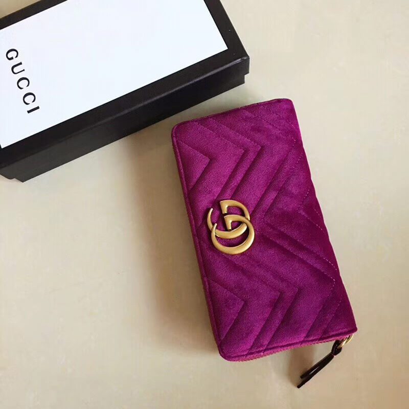Gucci GG Velvet Zip Around Wallet 443123