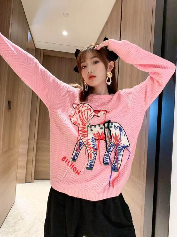 Gucci Mohair Sweater With Fawn Intarsia 639401