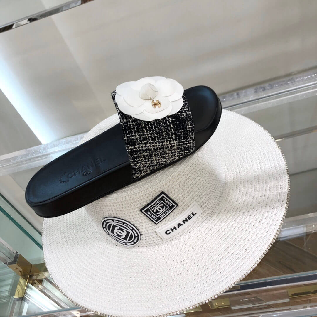 Chanel Camellia Iconic Tweed Flower Mules G14021