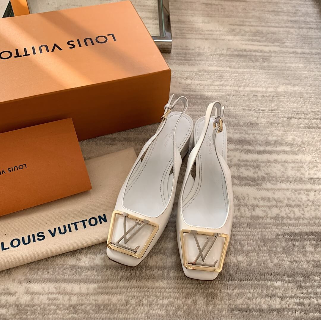 Louis Vuitton 5.5cm Madeleine Slingback Pump 1A646Z White