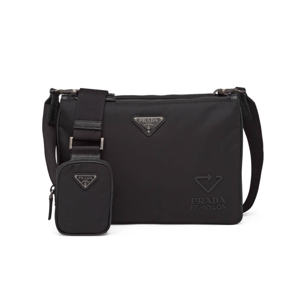 Prada Re-Nylon and Saffiano Leather Shoulder Bag 2VH120