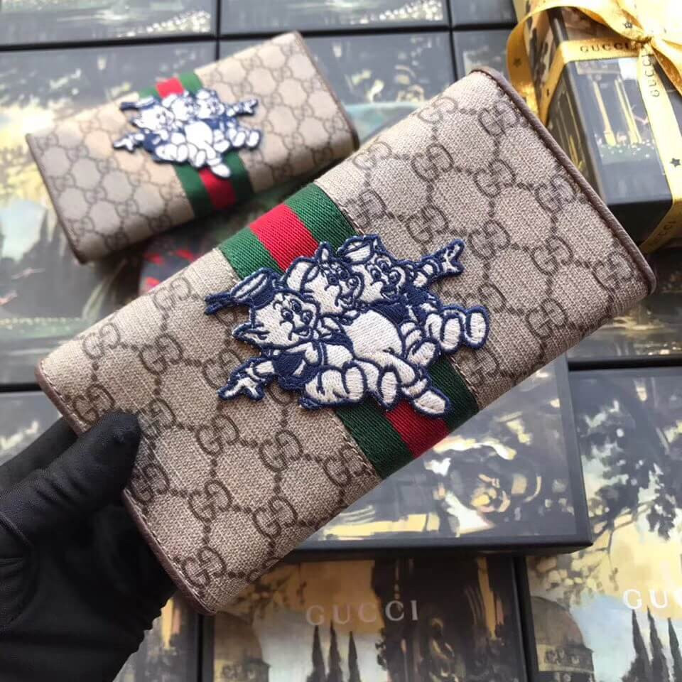 Gucci GG Continental Wallet with Three Little Pigs 557803