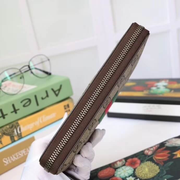 Gucci Web GG Supreme Zip Around Wallet 408831