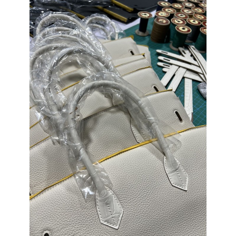 Hermes bag making process Bk25/30 milkshake white touch    The process of making crocodile skin pattern