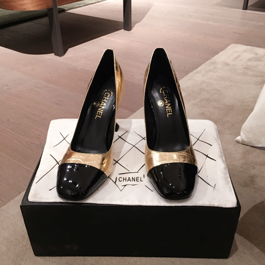 Chanel Crocodile Patent Pumps G35827