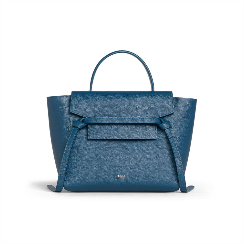 Celine Micro Belt Bag In Grained Calfskin 189153 Petrol