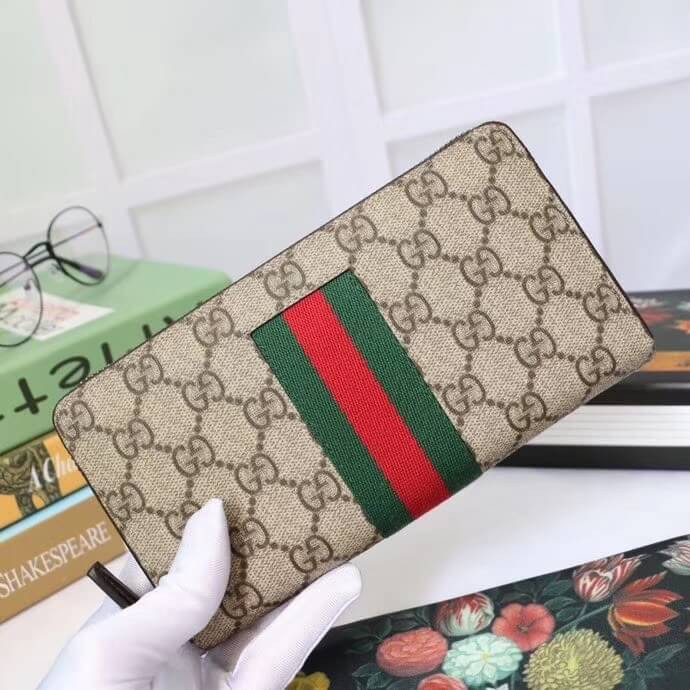 Gucci Web GG Supreme Zip Around Wallet 408831
