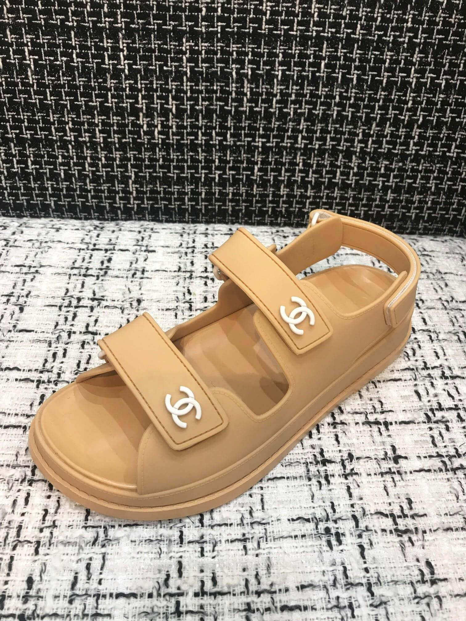 Chanel Velcro Sandals G31848 Beige