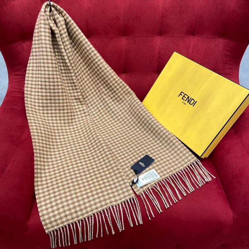 Fendi Cream Wool And Cashmere Scarf FXT334