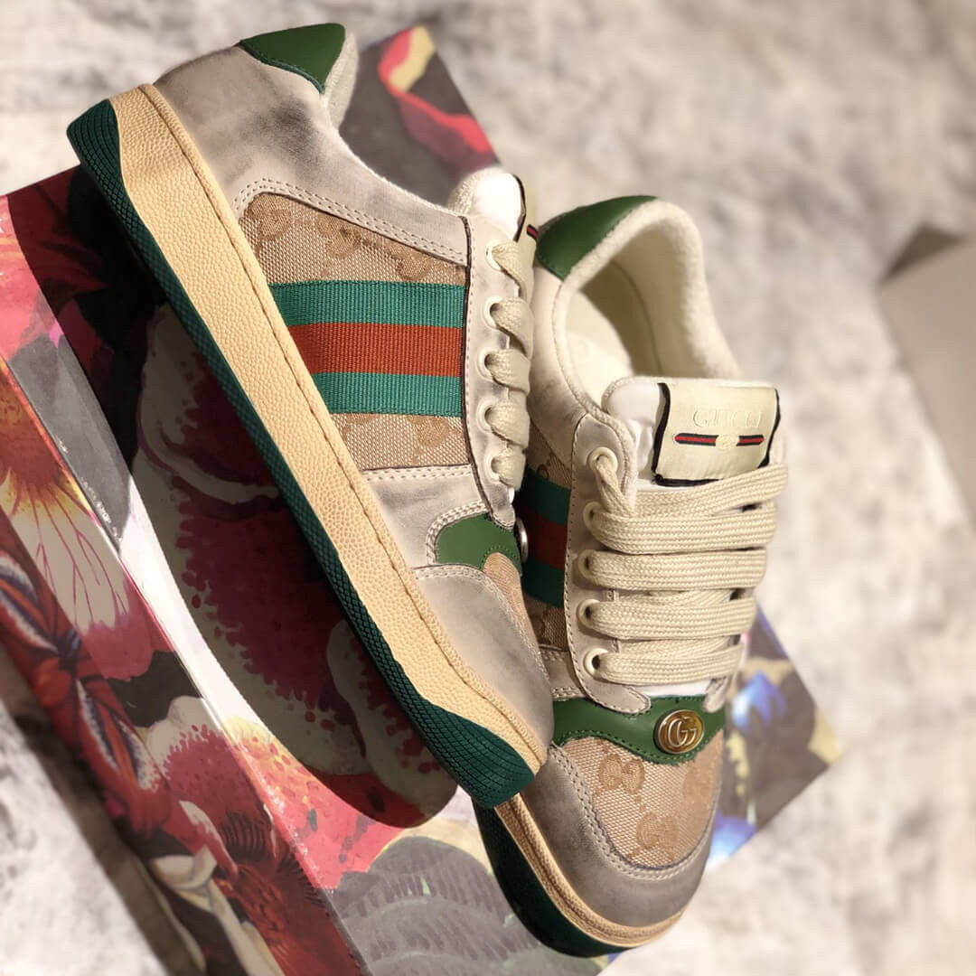 Gucci Screener Dirt Leather Sneaker 570443 Green