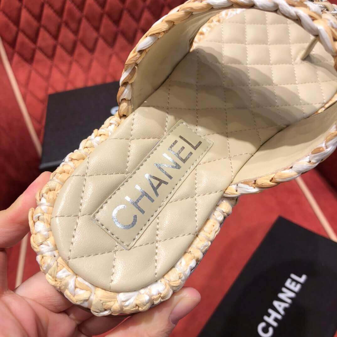 Chanel Raffia & Lambskin Sandals G34694