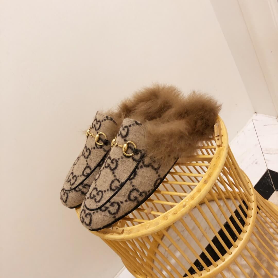 Gucci Princetown GG Velvet Slipper 448657 Beige/Black