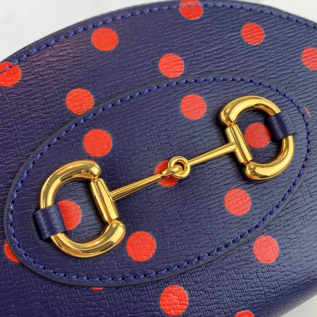 Gucci Navy And Red Polka Dot Coin Case 622040