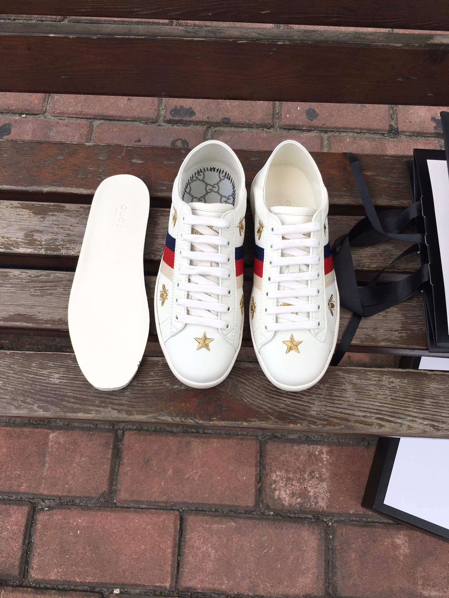 Gucci Ace Sneaker With Bees and Stars 498205