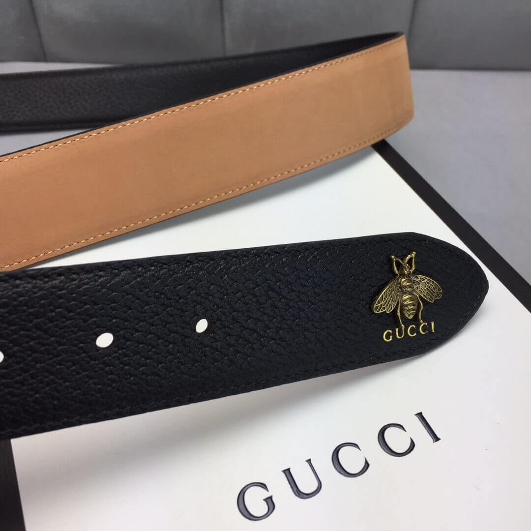 Gucci Leather Belt With Bee 40mm 523307