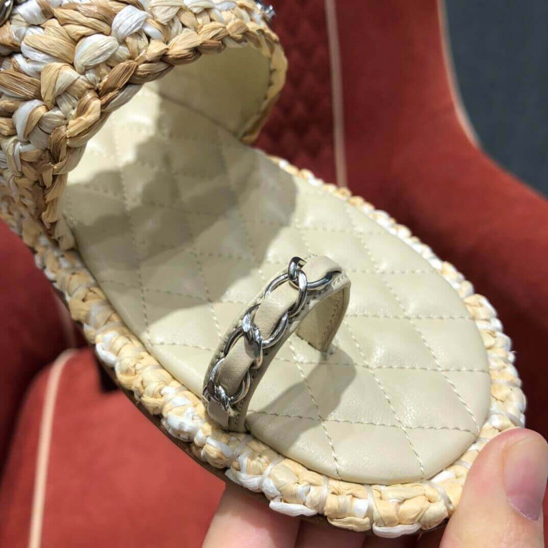 Chanel Raffia & Lambskin Sandals G34694