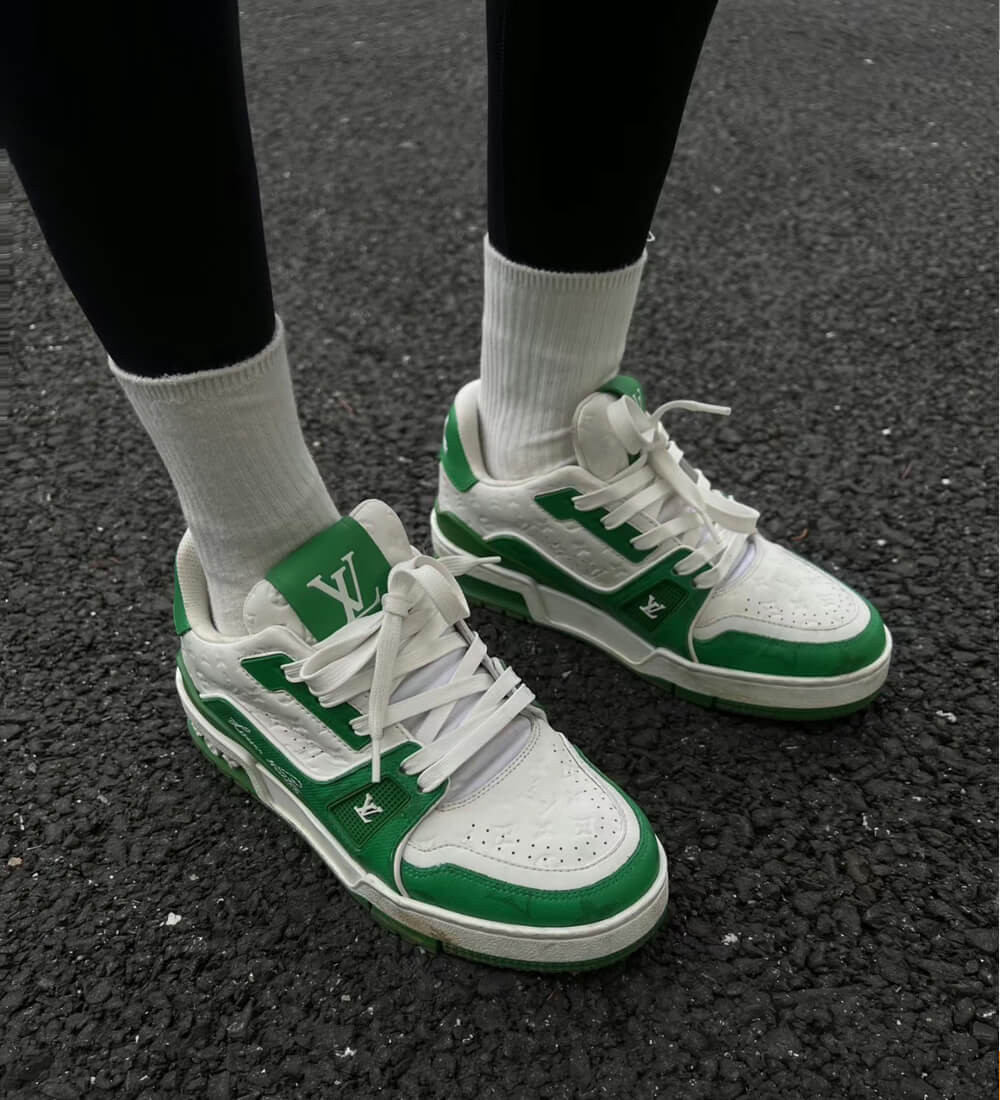 Louis Vuitton LV Trainer Sneaker Signature Green White 1AANG3