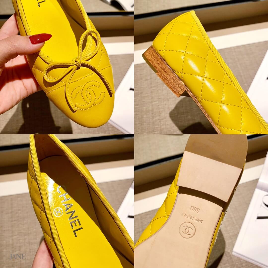 Chanel CC Quilted Leather CC Cap Toe Ballerinas G02819