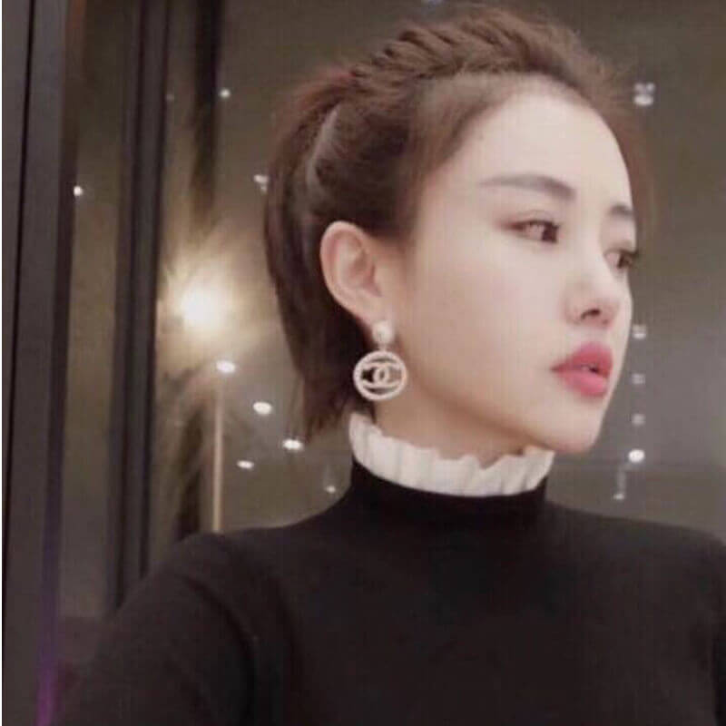 Chanel CC Pearl Hoop Earrings 460971